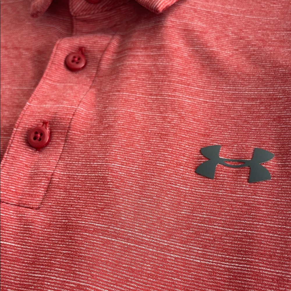 Under Armour Men's L Heathered Red Polo Shirt Short Sleeve - Picture 11 of 11